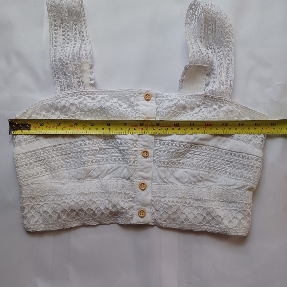Goa Beachwear By Japna Women Sleeveless Crop Top Large White -Button Accents - Picture 9 of 14